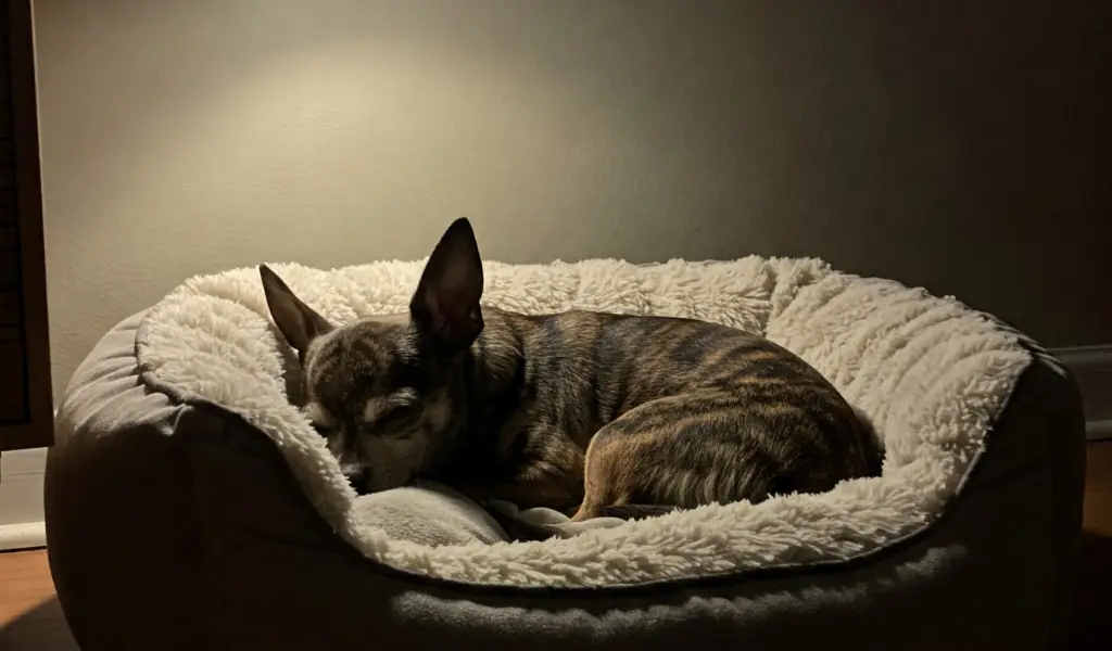 aromaterapia para perros con chihuahua durmiendo plácidamente en su cama